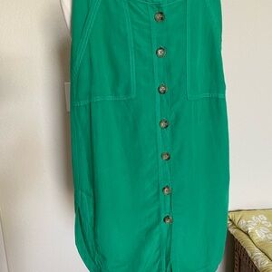 Anthropology midi Green Button-Down skirt Sz 2 tulip hem